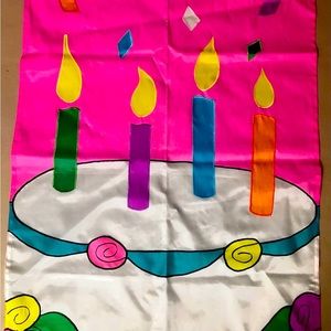 happy birthday cake garden flag used good condition